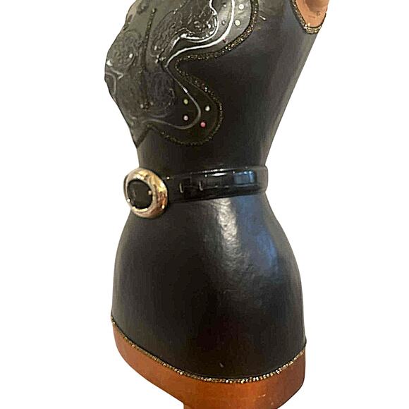 Vintage Black Alligator Grain Steerhide Leather Belt USA Gold Metal Buckle Sz S main image 5